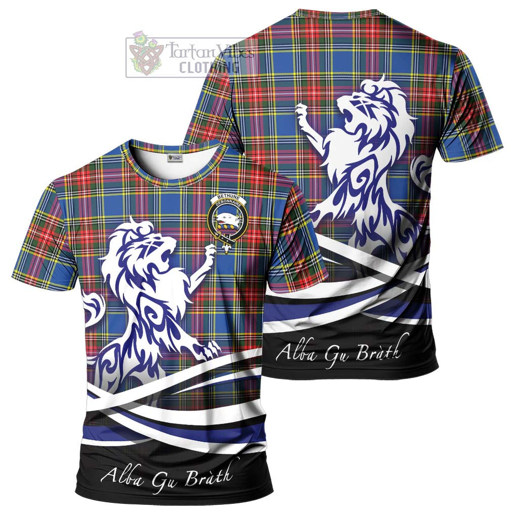 Tartan Vibes Clothing Bethune Tartan Cotton T-shirt with Alba Gu Brath Regal Lion Emblem