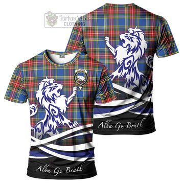 Bethune Tartan Cotton T-shirt with Alba Gu Brath Regal Lion Emblem