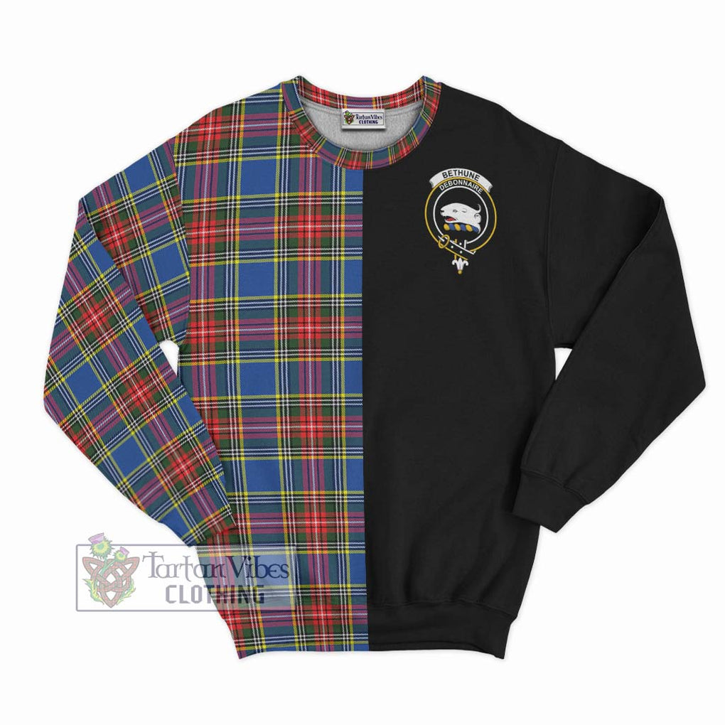 Bethune Tartan Sweatshirt with Family Crest and Half Of Me Style - Tartanvibesclothing Shop