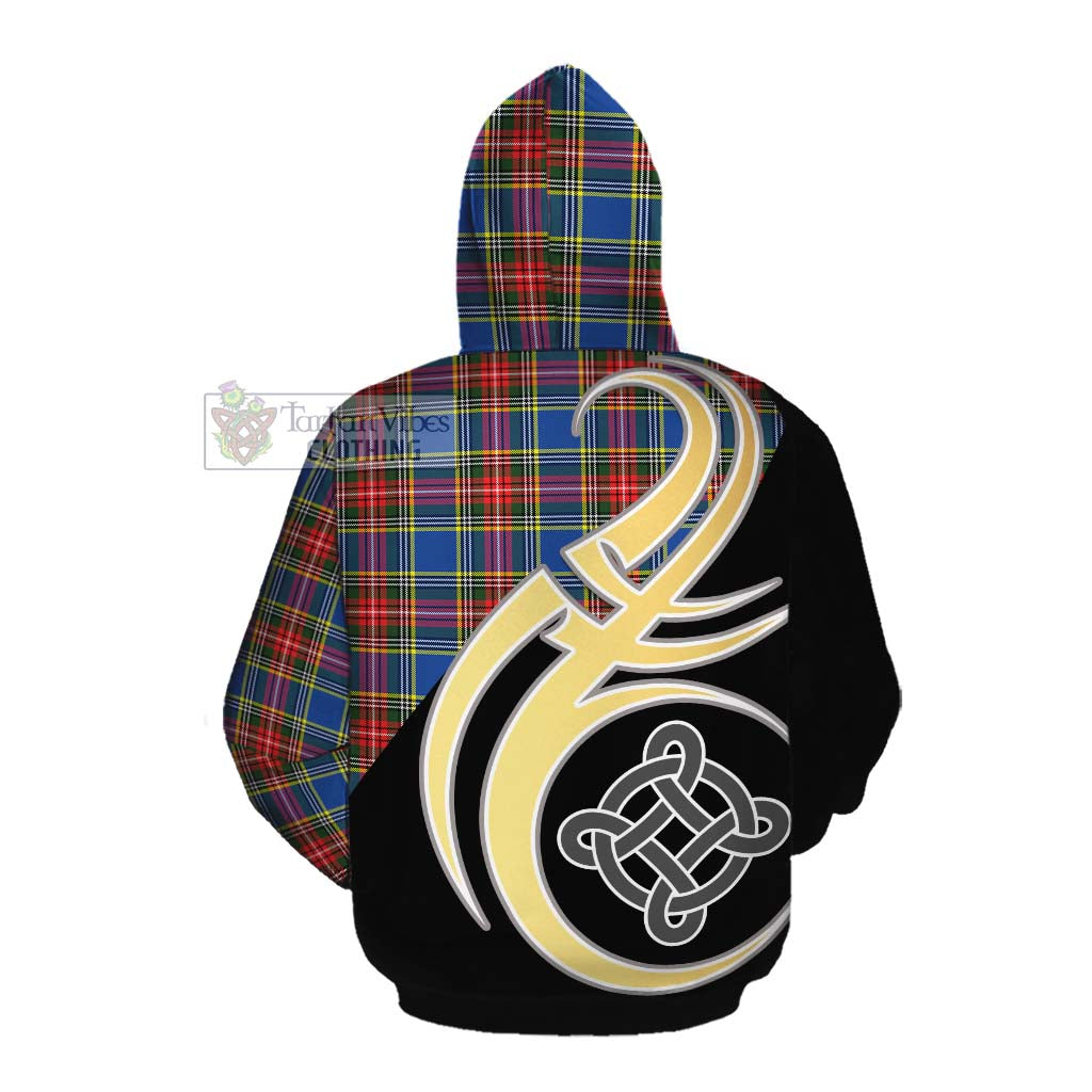 Tartan Vibes Clothing Bethune Tartan Cotton Hoodie with Family Crest and Celtic Symbol Style