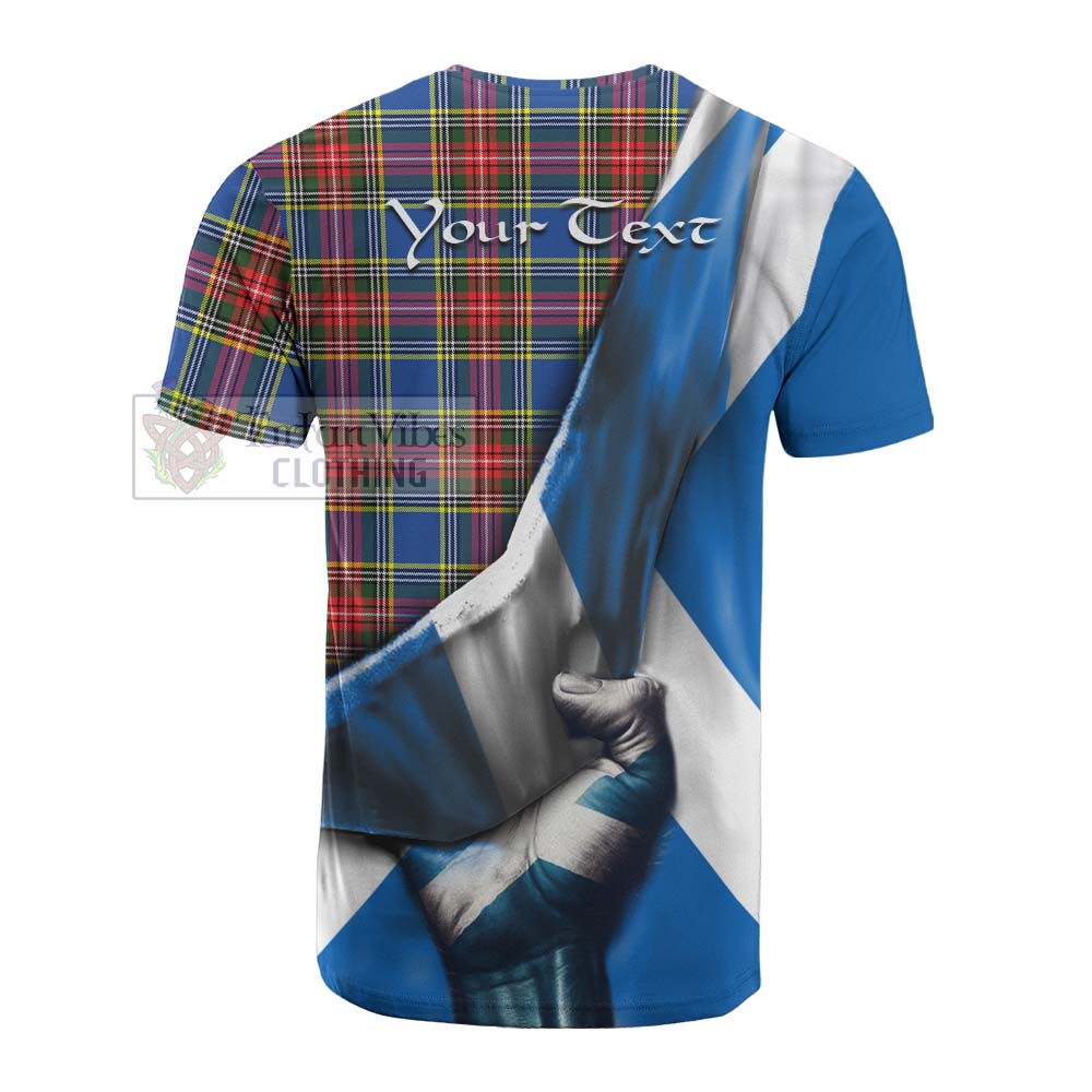 Tartan Vibes Clothing Bethune Tartan Cotton T-shirt with Family Crest Scotland Patriotic Style