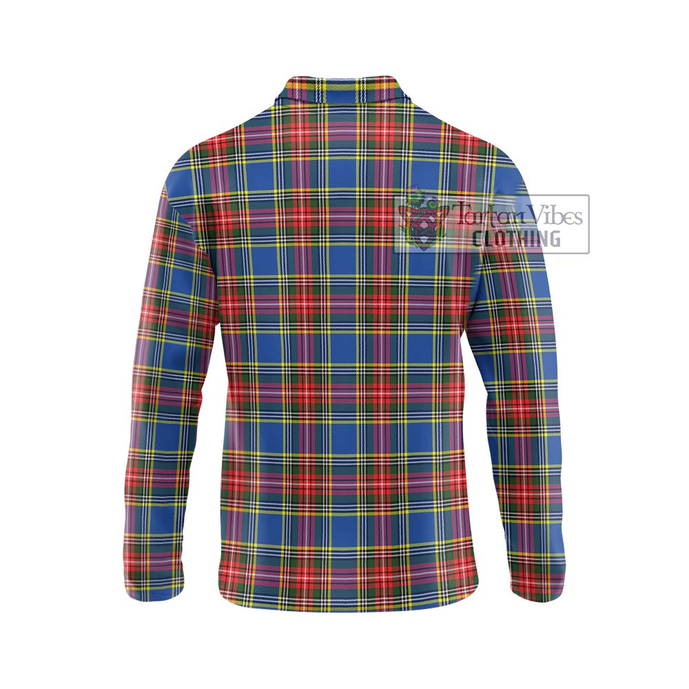 Bethune Tartan Long Sleeve Polo Shirt with Family Crest DNA In Me Style - Tartanvibesclothing Shop