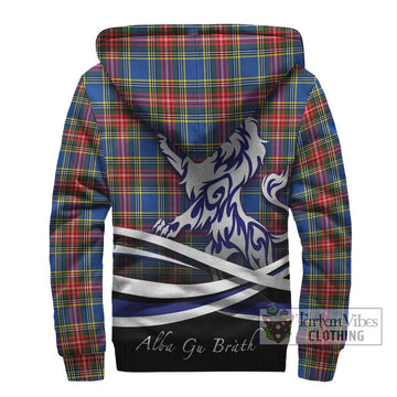 Bethune Tartan Sherpa Hoodie with Alba Gu Brath Regal Lion Emblem