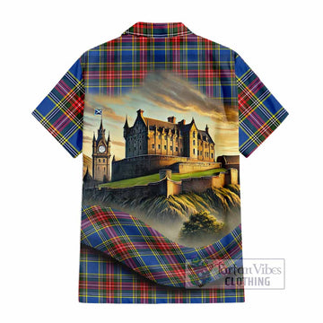 Bethune Tartan Family Crest Hawaiian Shirt with Scottish Ancient Castle Style - Tartan Vibes Clothing