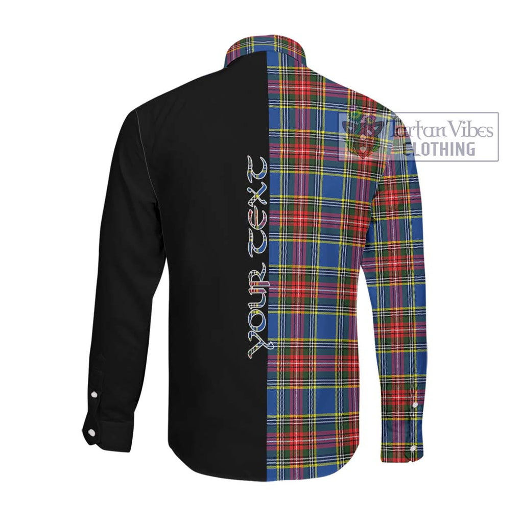 Bethune Tartan Long Sleeve Button Shirt with Family Crest and Half Of Me Style Men's Shirt - Tartanvibesclothing Shop