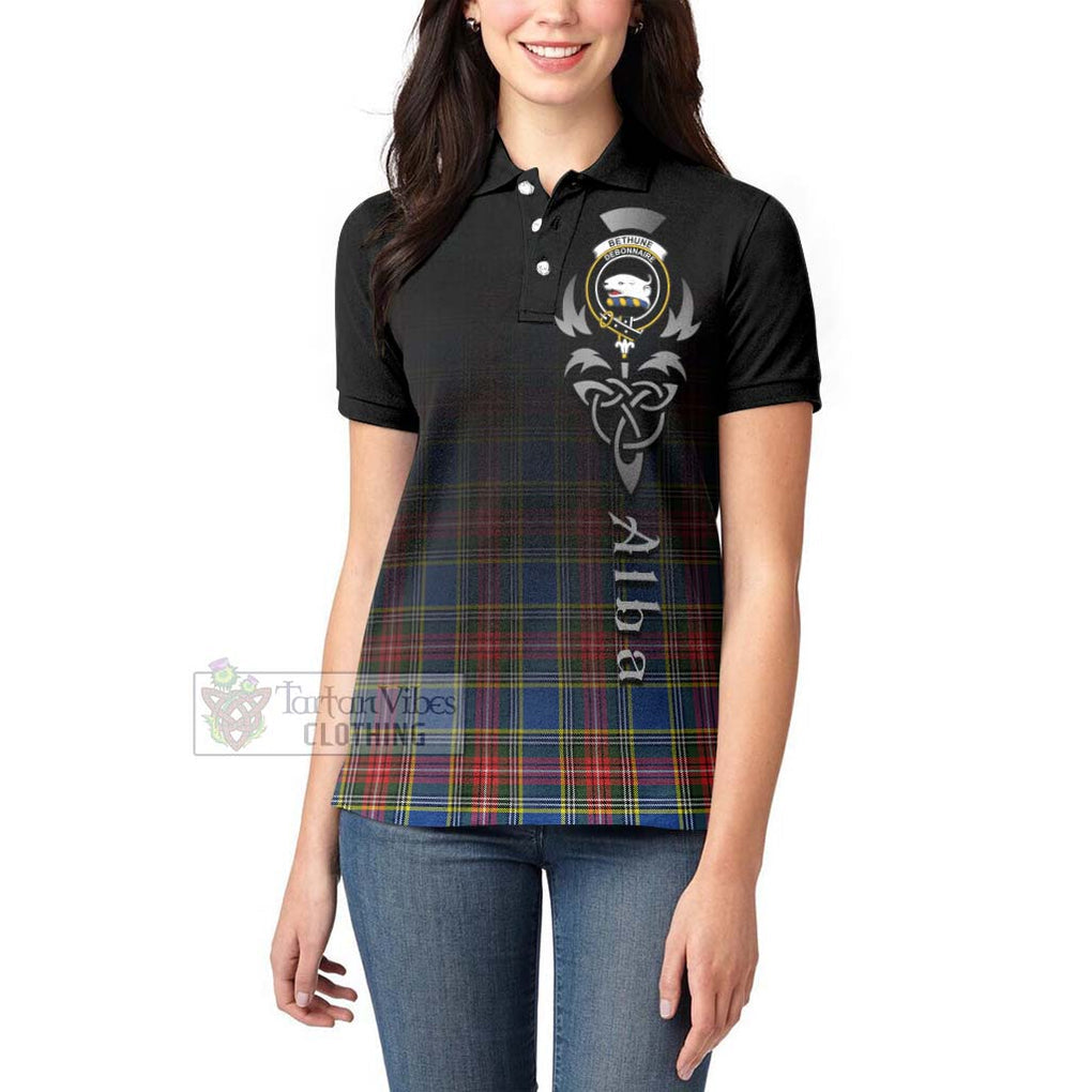 Tartan Vibes Clothing Bethune Tartan Women's Polo Shirt Featuring Alba Gu Brath Family Crest Celtic Inspired