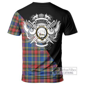 Bethune Tartan T-Shirt with Family Crest and Military Logo Style