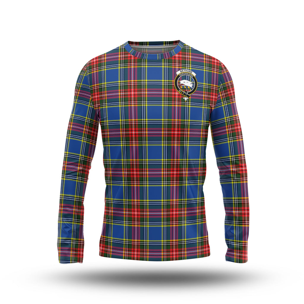 Bethune Tartan Long Sleeve T-Shirt with Family Crest - Tartanvibesclothing