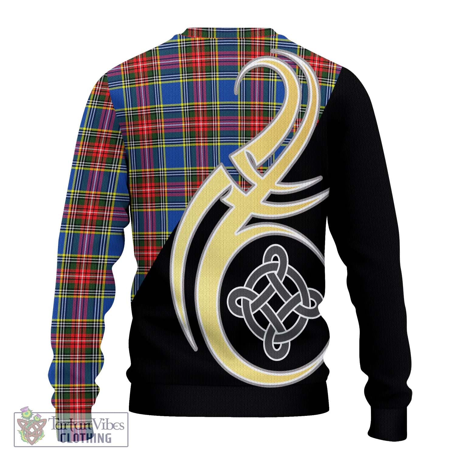 Bethune Tartan Knitted Sweater with Family Crest and Celtic Symbol Style - Tartan Vibes Clothing