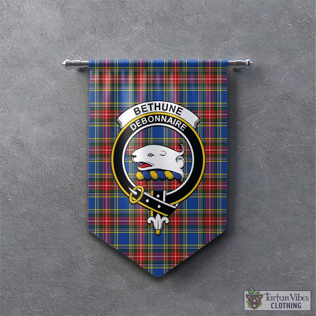 Tartan Vibes Clothing Bethune Tartan Gonfalon, Tartan Banner with Family Crest