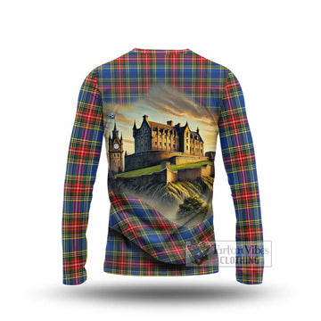 Bethune Tartan Family Crest Long Sleeve T-Shirt with Scottish Ancient Castle Style - Tartan Vibes Clothing