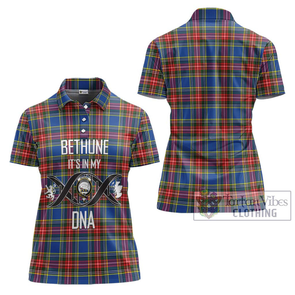 Bethune Tartan Women's Polo Shirt with Family Crest DNA In Me Style - Tartanvibesclothing Shop