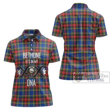 Bethune Tartan Women's Polo Shirt with Family Crest DNA In Me Style