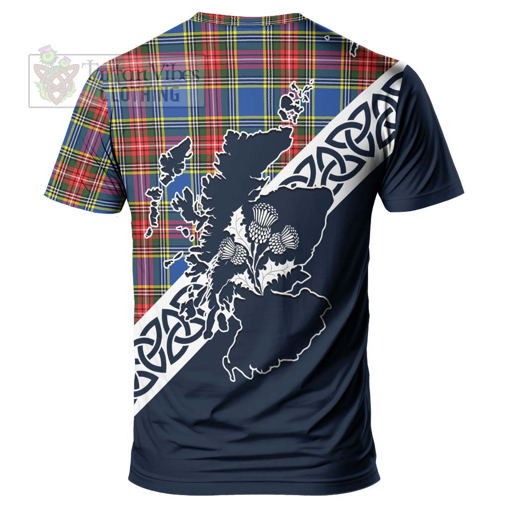 Bethune Tartan T-Shirt Featuring Thistle and Scotland Map