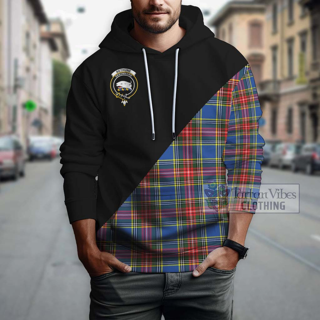 Bethune Tartan Hoodie with Family Crest and Military Logo Style - Tartanvibesclothing Shop