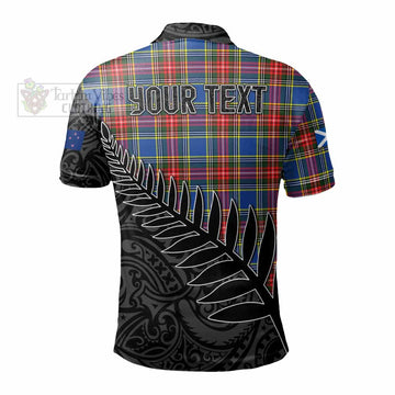 Bethune Crest Tartan Polo Shirt with New Zealand Silver Fern Half Style