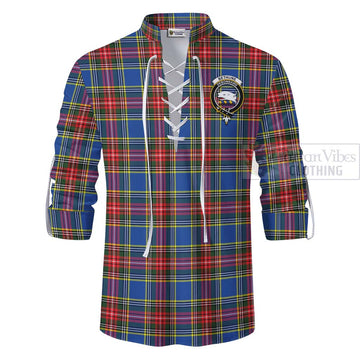 Bethune Tartan Ghillie Kilt Shirt with Family Crest Celtic Skull Style