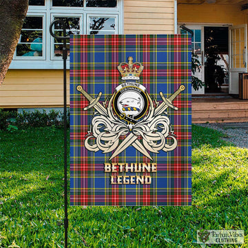 Bethune Tartan Flag with Clan Crest and the Golden Sword of Courageous Legacy