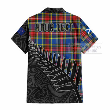 Bethune Crest Tartan Short Sleeve Button Shirt with New Zealand Silver Fern Half Style