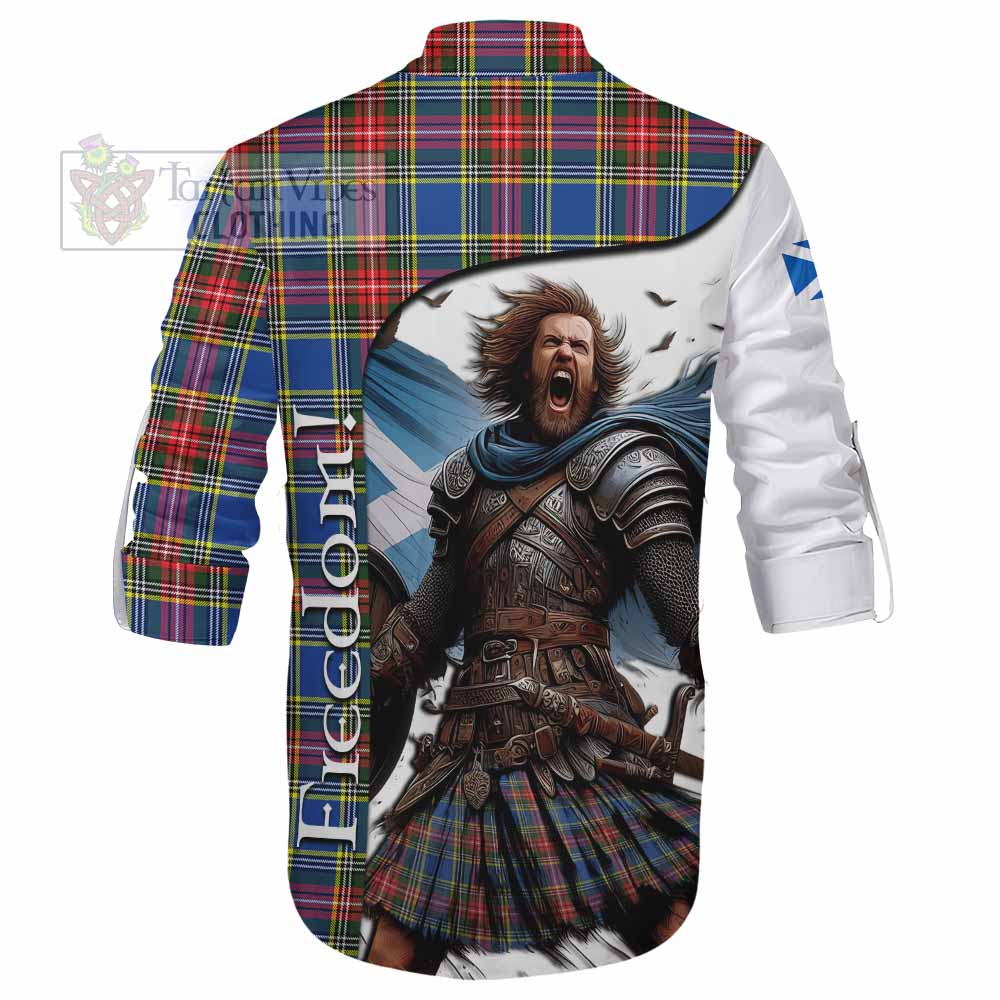 Tartan Vibes Clothing Bethune Crest Tartan Ghillie Kilt Shirt Inspired by the Freedom of Scottish Warrior