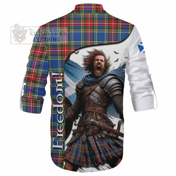 Bethune Crest Tartan Ghillie Kilt Shirt Inspired by the Freedom of Scottish Warrior