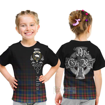 Bethune Tartan Kid T-Shirt Featuring Alba Gu Brath Family Crest Celtic Inspired - Tartan Vibes Clothing