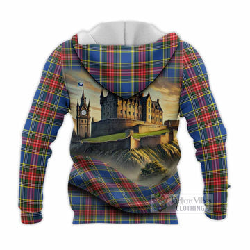 Bethune Tartan Family Crest Knitted Hoodie with Scottish Ancient Castle Style - Tartan Vibes Clothing
