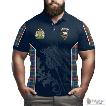 Bethune Tartan Men's Polo Shirt with Family Crest and Scottish Thistle Vibes Sport Style