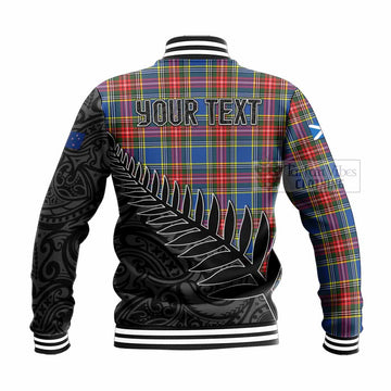 Bethune Crest Tartan Baseball Jacket with New Zealand Silver Fern Half Style