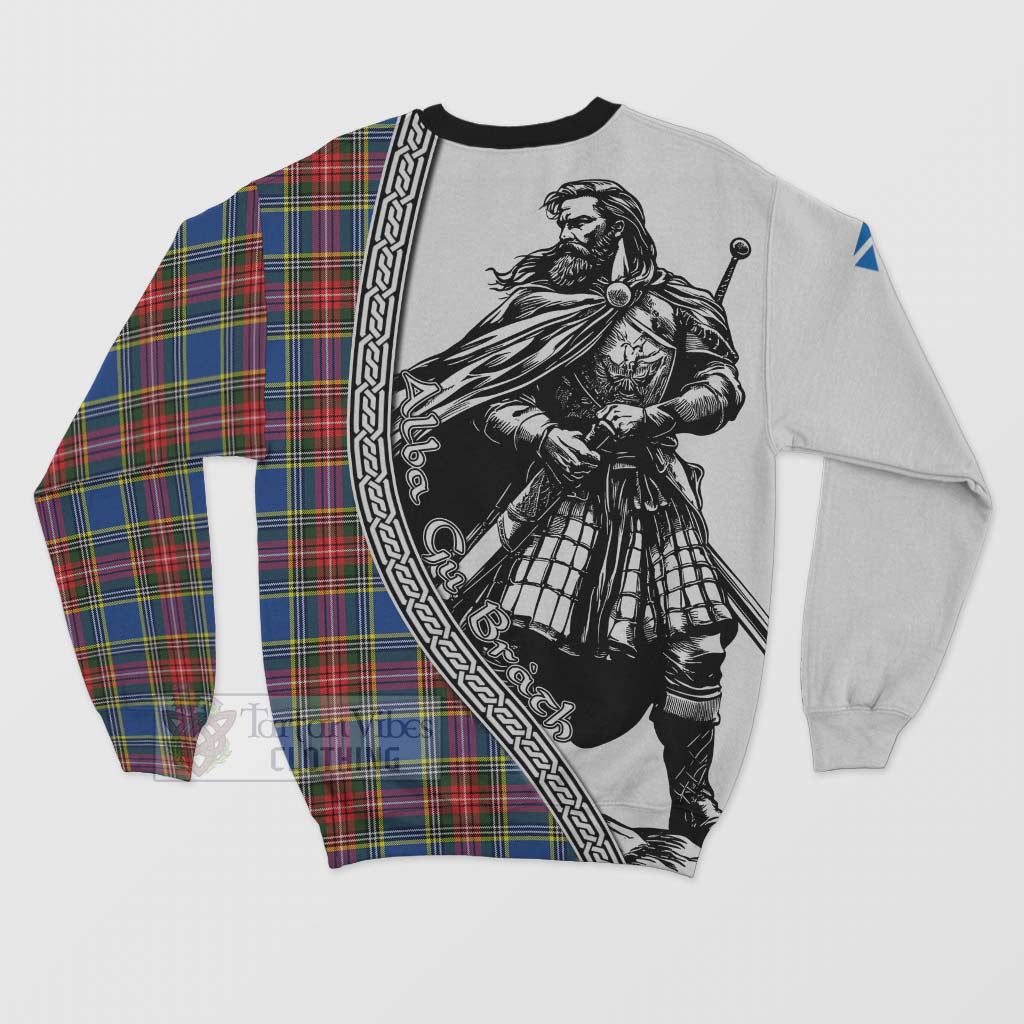 Tartan Vibes Clothing Bethune Tartan Clan Crest Sweatshirt with Highlander Warrior Celtic Style