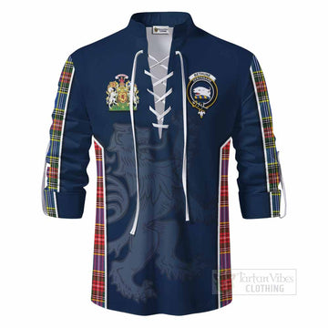 Bethune Tartan Ghillie Kilt Shirt with Family Crest and Lion Rampant Vibes Sport Style