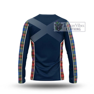 Bethune Tartan Long Sleeve T-Shirt with Family Crest and Lion Rampant Vibes Sport Style