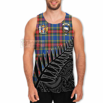 Bethune Crest Tartan Men's Tank Top with New Zealand Silver Fern Half Style