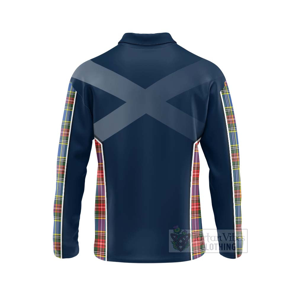 Tartan Vibes Clothing Bethune Tartan Long Sleeve Polo Shirt with Family Crest and Scottish Thistle Vibes Sport Style