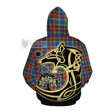 Bethune Tartan Cotton Hoodie with Family Crest Celtic Wolf Style