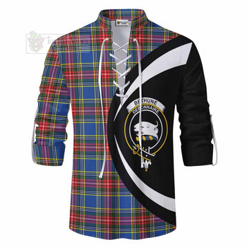 Bethune Tartan Ghillie Kilt Shirt with Family Crest Circle Style