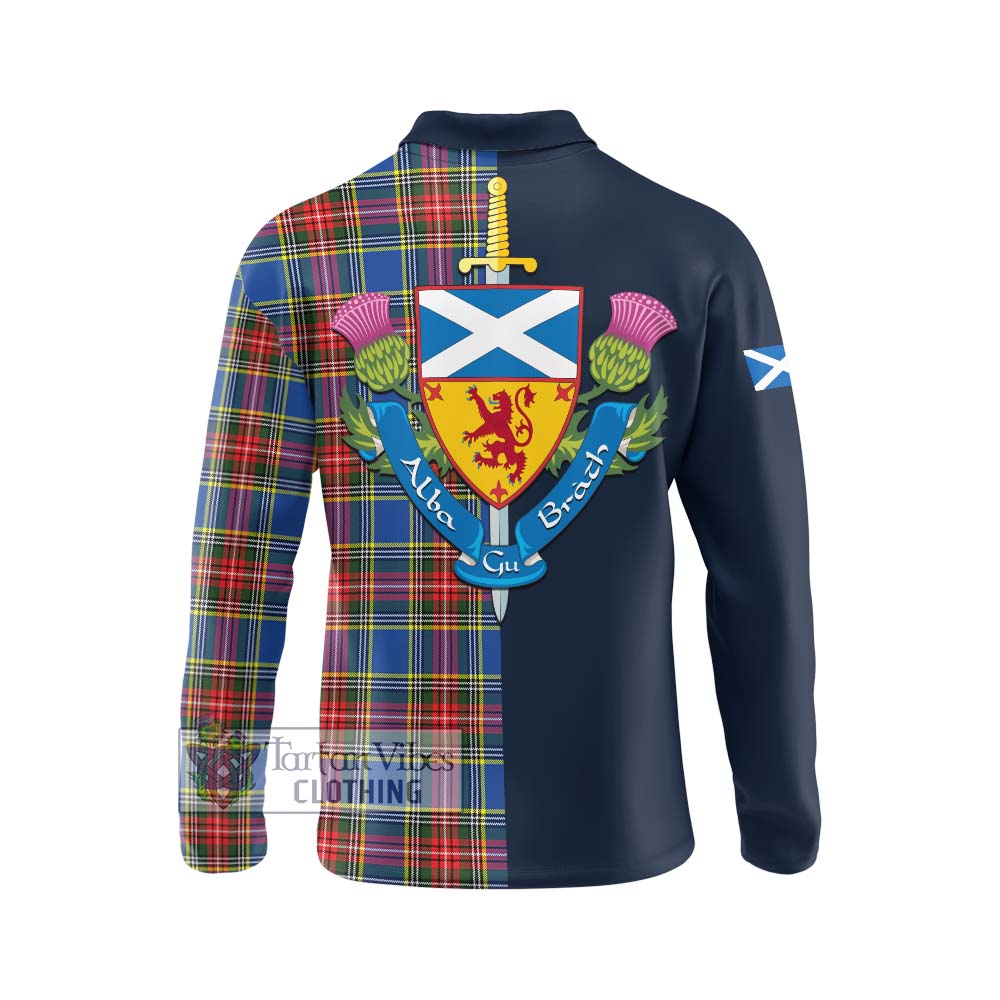 Tartan Vibes Clothing Bethune Tartan Long Sleeve Polo Shirt with Scottish Lion Royal Arm Half Style