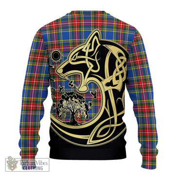 Bethune Tartan Ugly Sweater with Family Crest Celtic Wolf Style