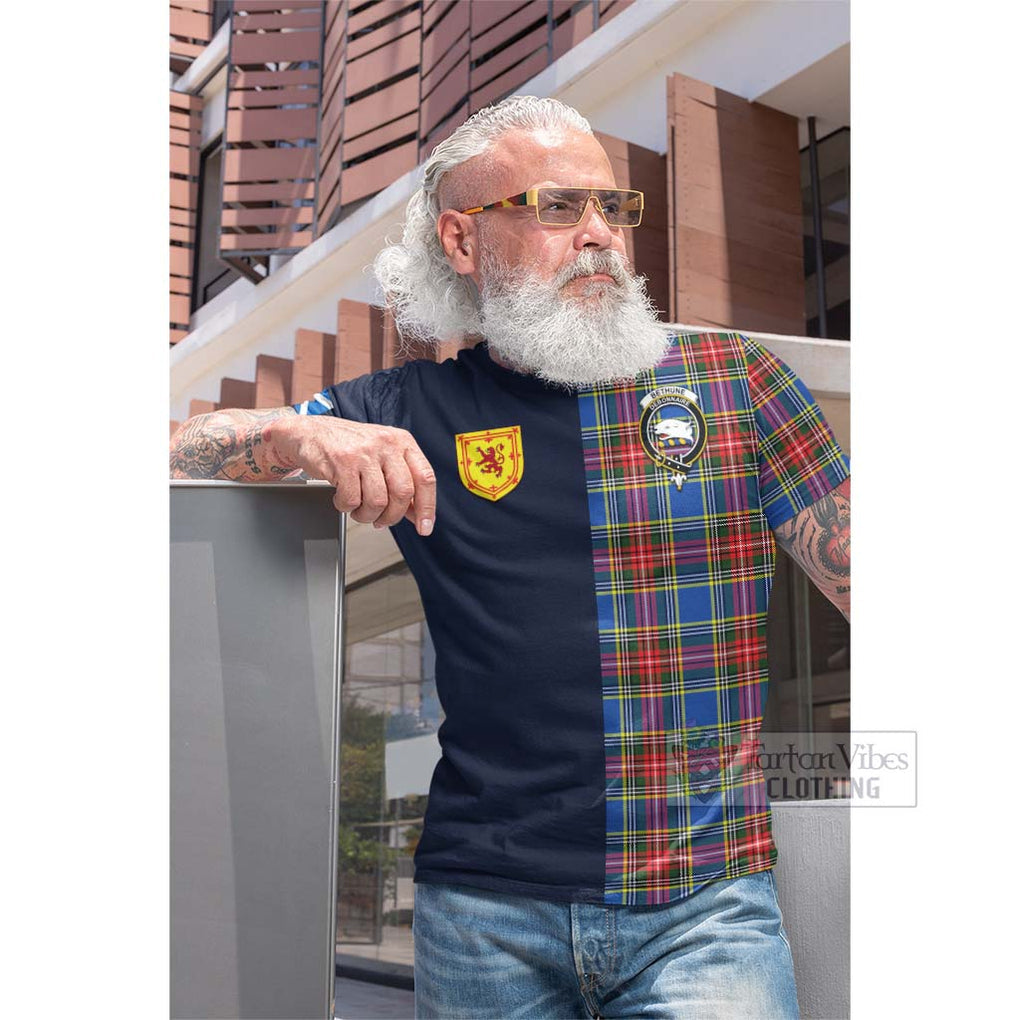 Tartan Vibes Clothing Bethune Tartan Cotton T-shirt with Scottish Lion Royal Arm Half Style