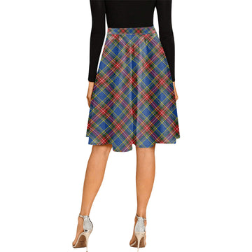 Bethune Tartan Melete Pleated Midi Skirt Cross Style