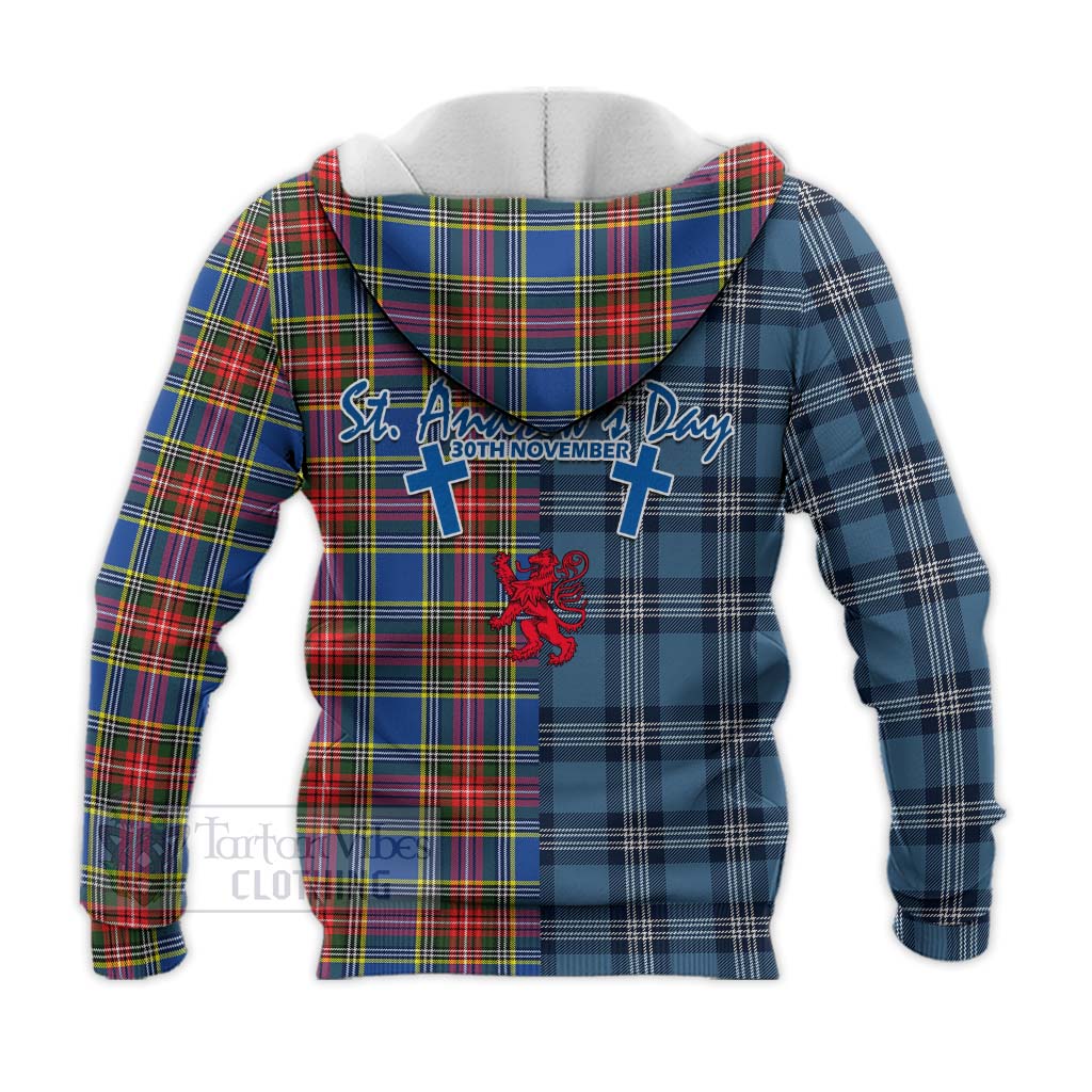 Tartan Vibes Clothing Bethune Tartan Knitted Hoodie Happy St. Andrew's Day Half Tartan Style