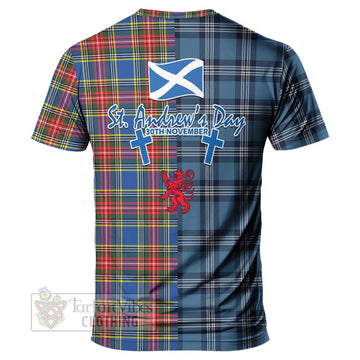 Bethune Tartan T-Shirt Happy St. Andrew's Day Half Tartan Style