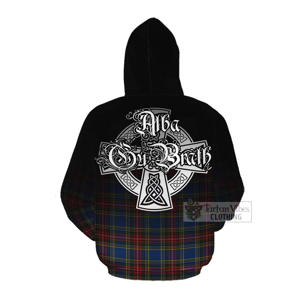 Tartan Vibes Clothing Bethune Tartan Cotton Hoodie Featuring Alba Gu Brath Family Crest Celtic Inspired