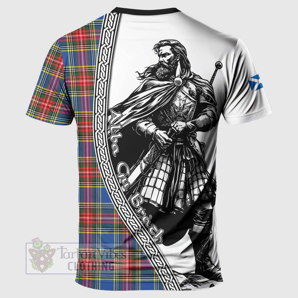 Tartan Vibes Clothing Bethune Tartan Clan Crest T-Shirt with Highlander Warrior Celtic Style