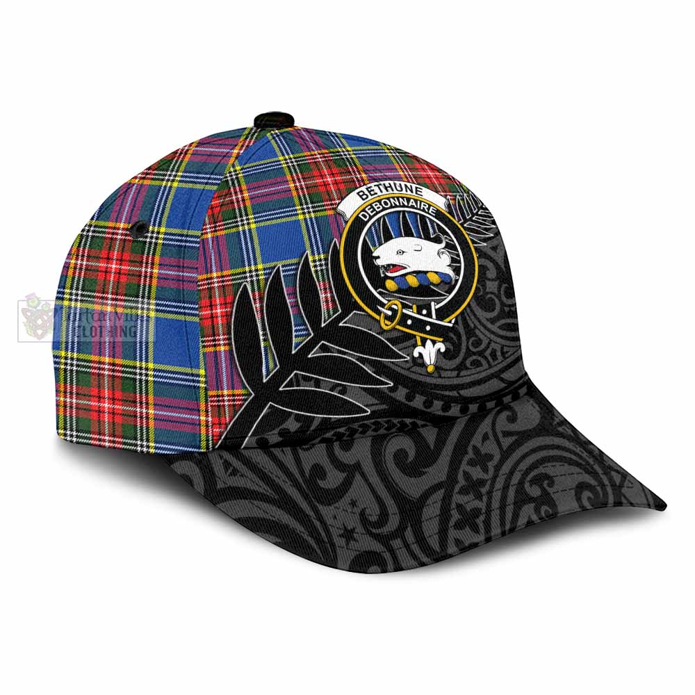 Tartan Vibes Clothing Bethune Tartan Classic Cap with New Zealand Silver Fern Half Style