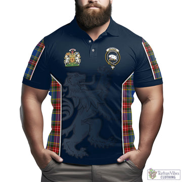 Bethune Tartan Men's Polo Shirt with Family Crest and Lion Rampant Vibes Sport Style