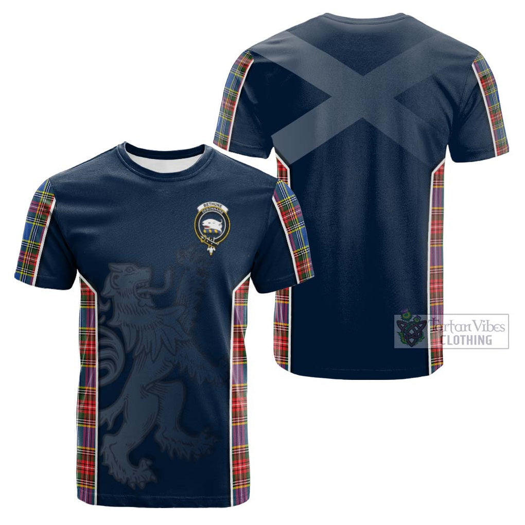 Tartan Vibes Clothing Bethune Tartan Cotton T-shirt with Family Crest and Lion Rampant Vibes Sport Style