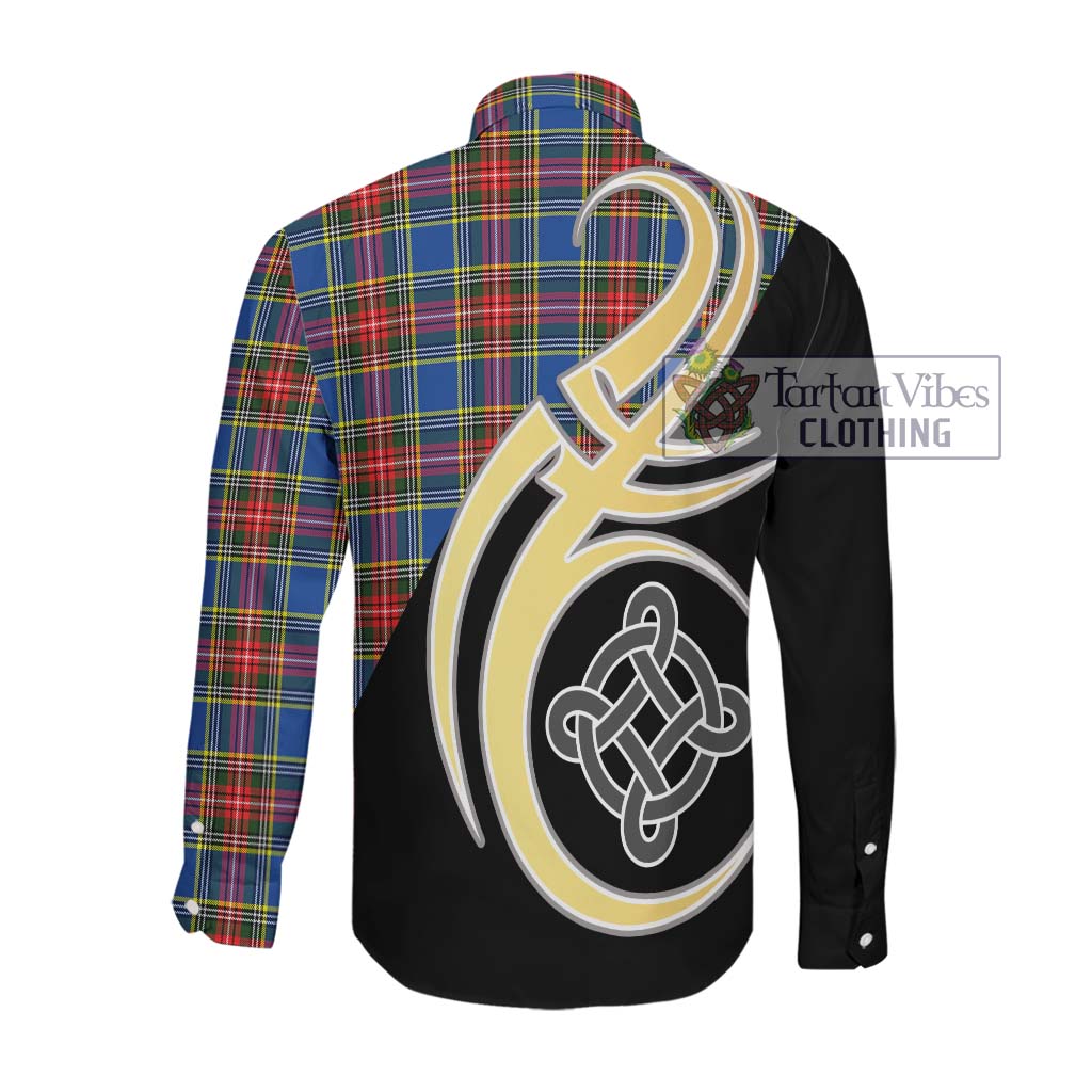 Bethune Tartan Long Sleeve Button Shirt with Family Crest and Celtic Symbol Style Men's Shirt - Tartan Vibes Clothing