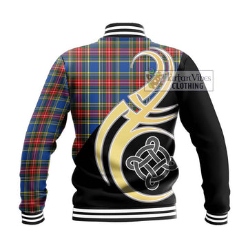 Bethune Tartan Baseball Jacket with Family Crest and Celtic Symbol Style