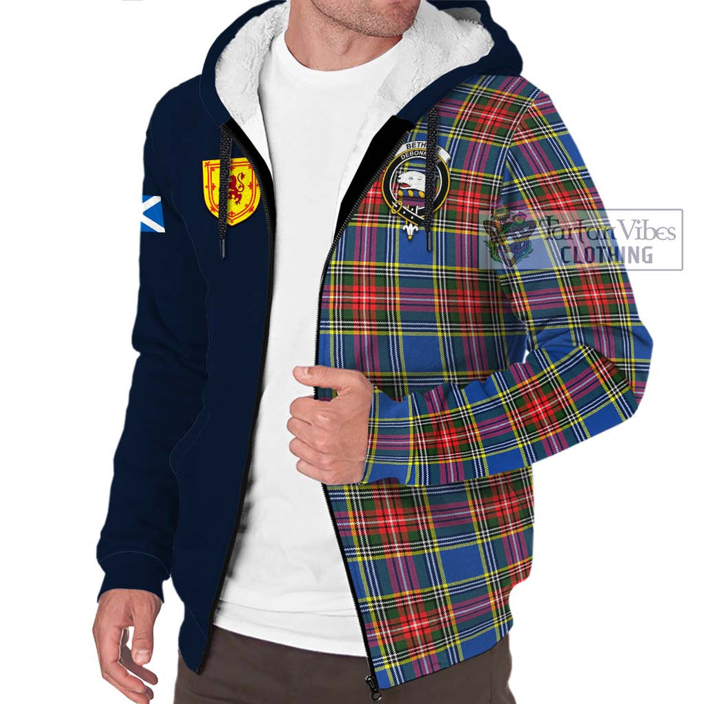 Tartan Vibes Clothing Bethune Tartan Sherpa Hoodie with Scottish Lion Royal Arm Half Style